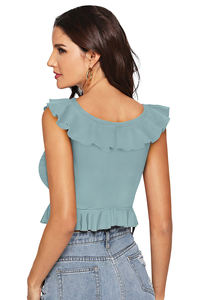 Tops cortos exclusivos de alta demanda de Indian Boutique, ropa occidental cómoda para fiestas con mangas sin mangas, tejido de punto Premium - Product Image 4