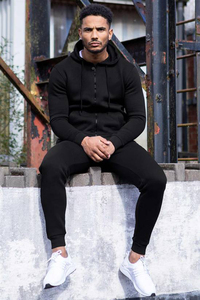 Latest Premium <b>Black</b> Zip Regular Fit <b>Fleece</b> Hoodie 100% Cotton <b>Men's</b> Ribbed Hem Cuffs Casual Wear Autumn Eco-Friendly - Product Image 4