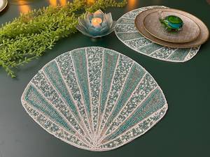 Beaded <b>Placemat</b> Handmade <b>Round</b> Charger for Luxury Dining & Holiday Decor Unique Piece Handmade Beaded, <b>Placemat</b>, Housewarming - Product Image 4