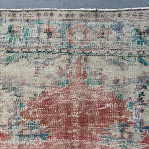 Turkish Large Rug, 6x8.5 ft Vintage Rug, <b>Red</b> Patchwork <b>Wool</b> Rug - Product Image 5