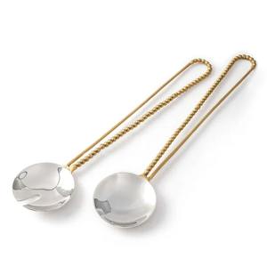 Ensemble de service à salade élégant en métal Poignée décorative Ustensile de service moderne Cadeau de vaisselle élégant - Product Image 5