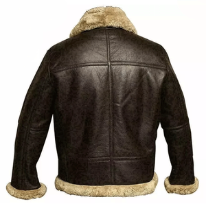 Premium Quality Real <b>Shearling</b> Sheepskin Leather <b>Bomber</b> <b>Jacket</b> Flying Coat For Men - Product Image 3