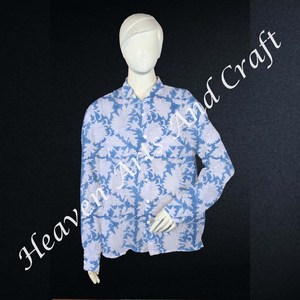 Bloque estampado Color hecho a mano bloque impreso ropa camisa mujer Casual Wear Crop camisa 100% algodón camisa - Product Image 4