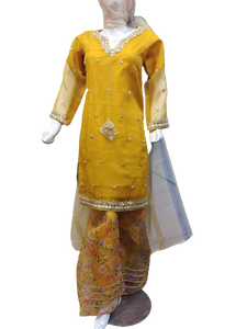 Robes de soirée droites en organza brodé fantaisie pour femmes, prêtes à porter, les plus vendues, tenue décontractée, ensemble 3 pièces, excellente qualité d'exportation - Product Image 2