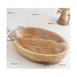 Tazón Decorativo de Madera de Primera Calidad, Tamaño Personalizado, Forma Ovalada, Tazón para Servir Alimentos para Uso en el Hogar y Hoteles - Product Image 1