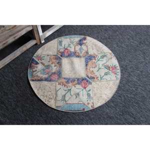 พรมวินเทจตุรกี ขนาด 3.2x3.2 ฟุต (98x98 ซม.) ลายปะติดสีเบจ - Product Image 3