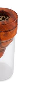 Premium Handcrafted <b>Wood</b> Incense Cone <b>Burner</b> With Star Pattern Lid & Glass Cone Magnetic Closure <b>For</b> Middle East & Gulf Home - Product Image 5