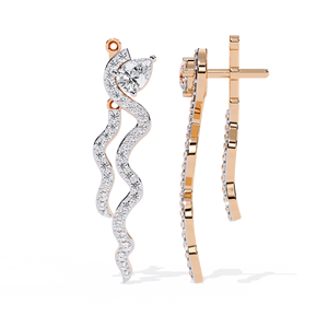 เครื่องประดับทอง14K สำหรับผู้หญิงต่างหูเพชรเม็ดเล็กรูปคลื่นโค้งทรงเรขาคณิต - Product Image 1