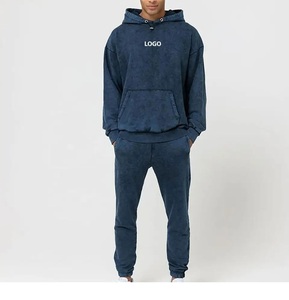 Chándal Deportivo para Hombre con Lavado Ácido, Precio Razonable, Poliéster/Algodón, Invierno, Transpirable, Cortavientos, Ligero, Sudadera con Capucha y Pantalones, Logotipo Personalizado - Product Image 2