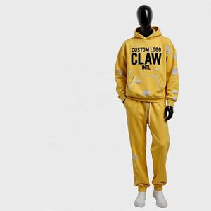 Custom Acid Wash Sun Faded Flared Sweatsuit Sudadera con capucha conjunto de pantalones de chándal para los hombres personalizados apliques parche bordado Jogger chándales - Product Image 6