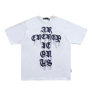 Camiseta de verano Unisex OEM 100% algodón personalizado tendencia abstracta estampado manga corta cuello redondo de gran tamaño de alta calidad de punto sólido - Product Image 3