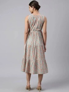 Robe de mariée indienne faite à la main en coton doux naturel tissé Mini Floral imprimé fête d'été pour les femmes écologique - Product Image 4