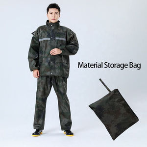 Trajes de lluvia transpirables sublimados con estampado de camuflaje, chubasquero y pantalones con cremallera en el pecho y cinta reflectante - Product Image 3