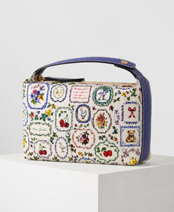 Whimsical Storybook Print Polyester Structured Train <b>Case</b> Cosmetic Bag with Leather Handle for Travel and Beauty Storage - Product Image 4