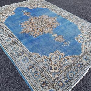 พรมขนาด 6x9.4 ฟุต, พรมตุรกี, พรมลายสัตว์สีน้ำเงินวินเทจทำจากขนสัตว์ - Product Image 3