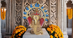 Vintage Style Ganesha Idol Statue Aluminium and Brass Wall Hanging for Door or Wall <b>Decor</b> Gift Idea - Product Image 2