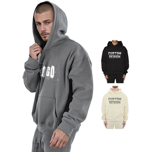 Sweat à capuche oversize en molleton de luxe 280 g/m² pour l'hiver, coupe épaule tombante, en coton épais, sans cordon, style streetwear, séchage rapide, respirant - Product Image 1