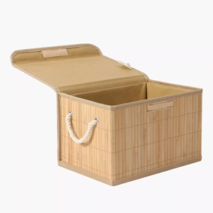 Boîte de rangement en bambou à couvercle Boîte en bambou moyenne faite à la main Décoration de table naturelle écologique en gros du Vietnam - Product Image 3