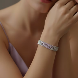 Bracelet élégant pour femme en diamant à maillons cubains surélevés |   Diamant taille brillant 2,45 carats - Product Image 5