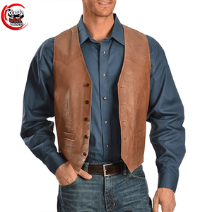 Gilet de moto personnalisé pour hommes en cuir véritable pleine fleur coupé gilet motard gilet en cuir fabriqué au Pakistan - Product Image 5