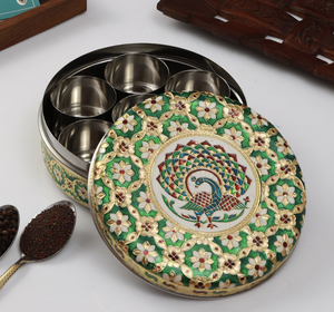 <b>Personalised</b> Spice Container Masala <b>Box</b> Condiment Handmade Design Brass Metal Spice <b>Box</b> Supplier - Product Image 3