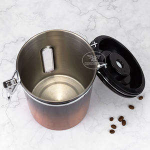 Boîte à café en acier inoxydable hermétique de 1000 g avec fenêtre transparente, valve CO2, cuillère et suivi de la date - Product Image 3