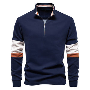 Sudadera con cuello de manga larga con logotipo personalizado, sudaderas con capucha informales de alta calidad de color contrastante de talla europea para hombre - Product Image 2