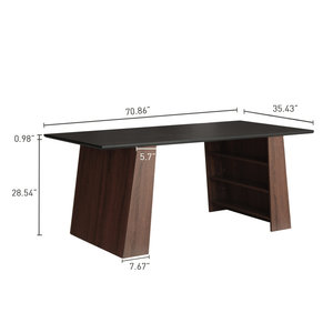 Factory Direct Modern Particle Board Dining <strong>Table</strong> with <strong>Marble</strong>-Effect <strong>Top</strong> and Hidden Storage Shelves - Product Image 5