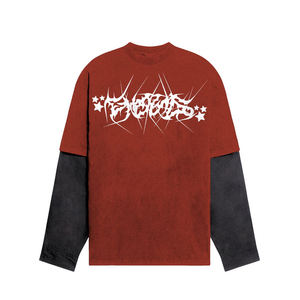 Nouveaux T-shirts en coton à double manche 2026 personnalisables avec impression DTG délavée à l'acide pour hommes - Product Image 3