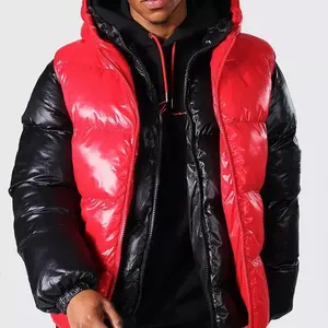 Parkas d'hiver pour hommes doudounes couleur unie bulle rembourré coton à capuche coupe-vent noir manteaux fourrure décoration enfants toile - Product Image 6