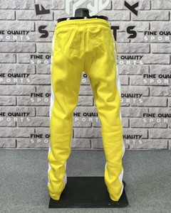 OEM High Quality Elastic Waist Sweatpants Yellow Trousers <b>White</b> Side <b>Panel</b> Casual Straight Breathable Fashion Drawstring - Product Image 3