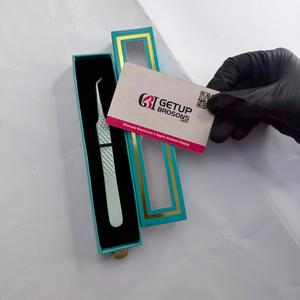 Pince à épiler antistatique et antimagnétique GETUP BROSONS IMPEX GBI-EET-5001 en acier inoxydable vert clair à 45 degrés pour extensions de cils 10 mm - Product Image 2