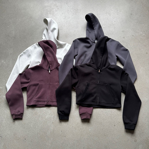 Vente en gros de sweats à capuche personnalisés de luxe vêtements pour femmes 100% coton polaire de haute qualité impression fermeture éclair vêtements de rue sweats à capuche pour femmes - Product Image 1