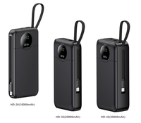 Banque d'Alimentation Portable sans Fil à Chargement Rapide pour Téléphone Mobile avec Câble Intégré, Écran LCD, CE ROHS, PD22W, 10000mAh 20000mAh