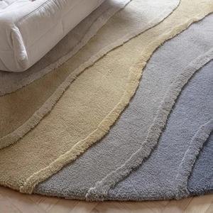 Alfombra de área lavable para sala de estar con diseño de onda Multicolor abstracto moderno de lujo de lana con mechones de alta calidad - Product Image 4