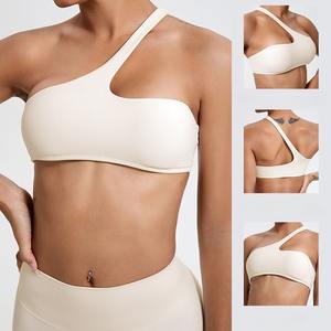 Sujetador deportivo reversible de un solo hombro para mujer, sujetador de talla grande bajo para entrenamiento asimétrico de impacto, sujetador de Yoga, LICRA de secado rápido/nailon - Product Image 5