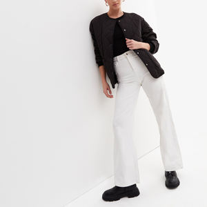 แจ็คเก็ตไม่มีปกสีดำ,คอกลมแขนยาวด้านหน้ากระเป๋าติดกระดุมผ้าควิลท์ออกแบบใหม่ - Product Image 5