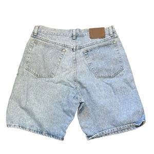 Pantalones cortos de mezclilla de algodón azul claro 100% Estilo Vintage recto de cintura media con punto - Product Image 2