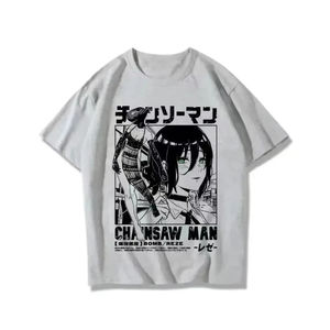 Camiseta de Anime para Mujer, Chainsaw Man, Manga, Gráfico, Algodón, Manga Corta, Talla Grande, Tops de Mujer, Ropa de Calle de Verano - Product Image 4