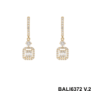 Boucles d'oreilles en forme de coussin suspendues en diamant naturel baguette en or jaune 14 carats ensemble de broches 0,82 ct - Product Image 5