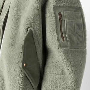 Oversized <b>Sherpa</b> Fleece <b>Mens</b> Bomber <b>Jackets</b> Zip up Ribbed Detail Custom Winter <b>Jackets</b> - Product Image 3