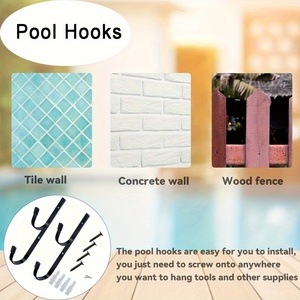 21.6CM Double crochet robuste <span class=keywords><strong>piscine</strong></span> pôle cintres métal montage mural organisateur écumoire feuille râteaux jardin brosse outil tuyau accessoires - Product Image 2