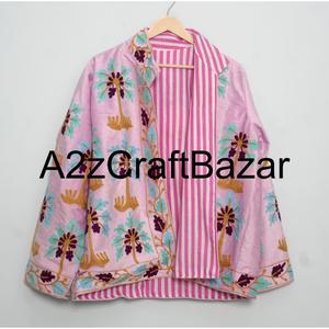 Blouson Bomber en Velours Indien Brodé à la Main pour Femme, Court, Doublure en Coton, Réversible, Respirant, Idéal pour les Soirées d'Hiver - Product Image 6