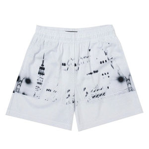 2024 nouveauté été en gros de haute qualité décontracté salle de sport plage bain Polyester maille trou lâche impression hommes respirant Shorts - Product Image 6