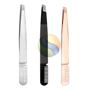 Durable Stainless Steel Eyebrow Comb Tweezers for Makeup Grooming Professional Eyebrow Trimming Comb with Built in Tweezers - Product Image 6