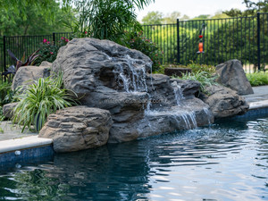 Fontaine lumineuse extérieure moderne en pierre polymère faite à la main, étanche, pour la cour et <span class=keywords><strong>le</strong></span> jardin - Product Image 4