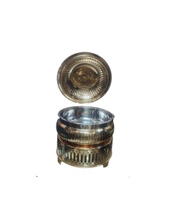 Lujoso plato de frotamiento de metal de latón martillado con acabado de espejo redondo dorado de 6 litros para restaurantes y cafetería Buffetware - Product Image 4