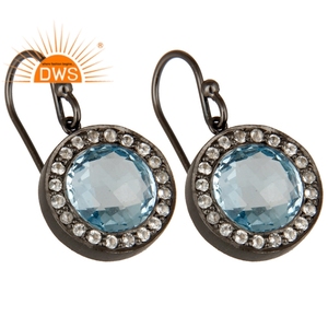 Pendiente colgante de piedras preciosas de topacio blanco Natural y topacio azul de plata de ley superventas, joyería personalizada para mujer, regalo para ella - Product Image 2