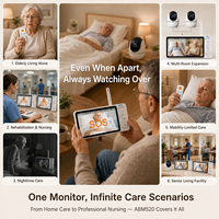 Moniteur de soins aux personnes âgées à distance SOS, caméra vidéo senior 5,0 pouces IPS 720P 355 °   Batterie PTZ 3500mAh sans WiFi 2.4GHZ FHSS CE FCC