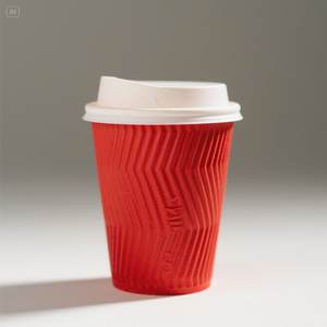 Taza de papel roja ecológica con diseño en relieve blanco 12 oz 50 paquetes desechables y elegantes - Product Image 4